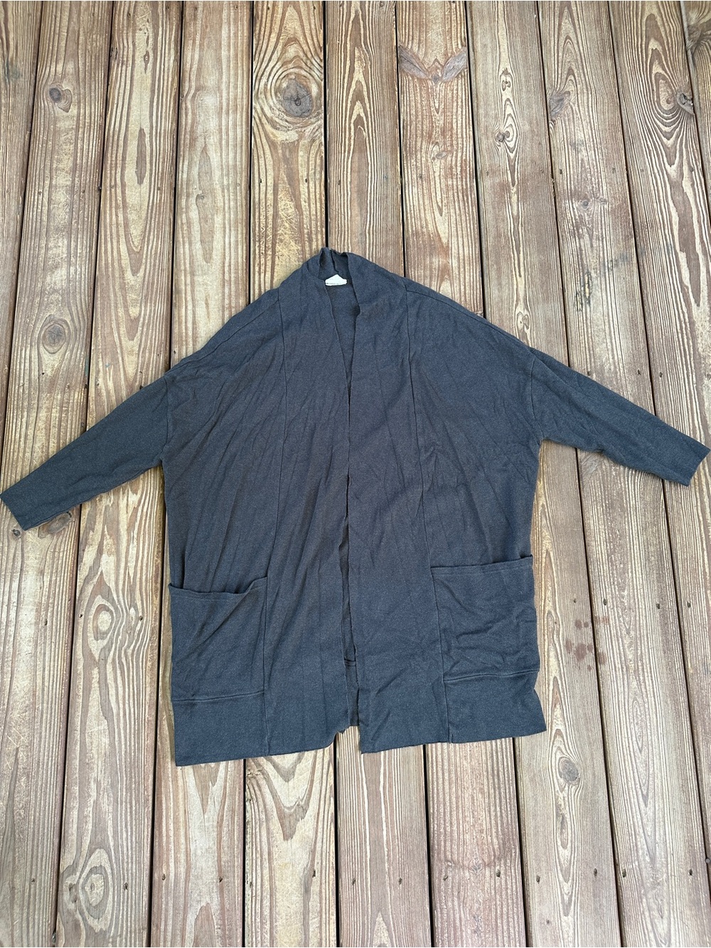 PACT Airplane Cardigan M/L Charcoal Organic Cotton Open Front